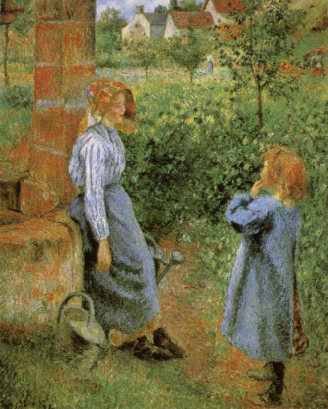 Camille Pissarro Woman and Child at a Well oil painting image